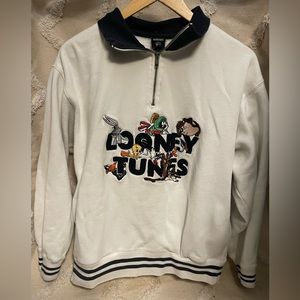 Vintage Looney Tunes Quarter Zip Up Size M
